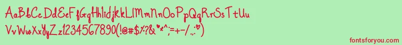 フォントOnceUponADreamBold – 赤い文字の緑の背景