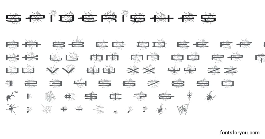 Шрифт Spiderishfs – алфавит, цифры, специальные символы