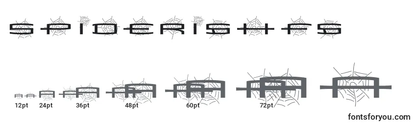 Размеры шрифта Spiderishfs