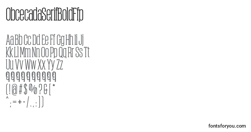 Шрифт ObcecadaSerifBoldFfp (93899) – алфавит, цифры, специальные символы