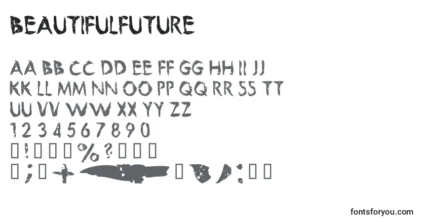 символы шрифта beautifulfuture, буквы шрифта beautifulfuture, алфавит шрифта beautifulfuture