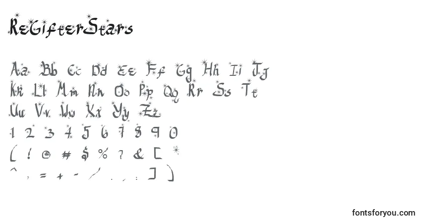 Czcionka ReGifterStars – alfabet, cyfry, specjalne znaki