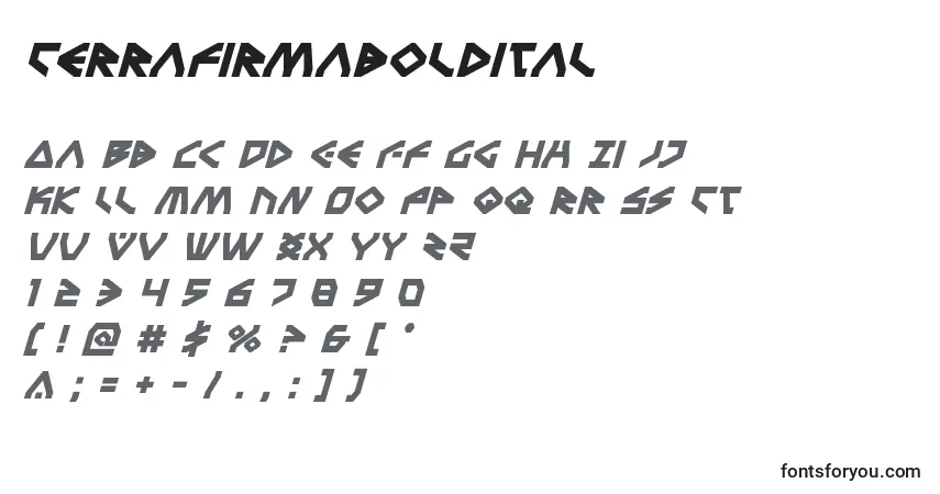 Schriftart Terrafirmaboldital – Alphabet, Zahlen, spezielle Symbole