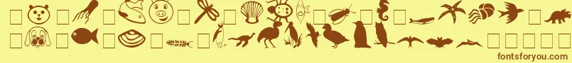 CarrAnimalDingbats Font – Brown Fonts on Yellow Background