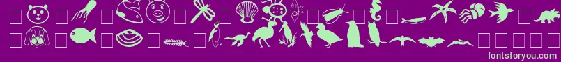 CarrAnimalDingbats Font – Green Fonts on Purple Background