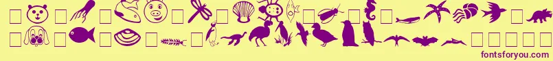 CarrAnimalDingbats Font – Purple Fonts on Yellow Background