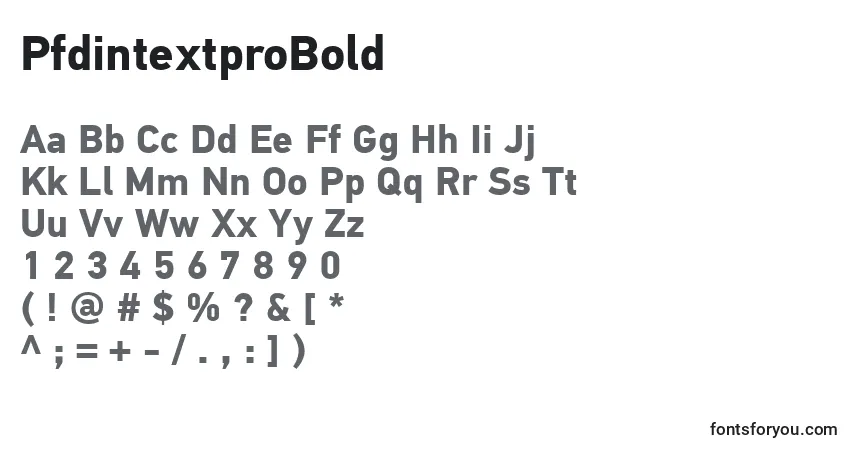 A fonte PfdintextproBold – alfabeto, números, caracteres especiais