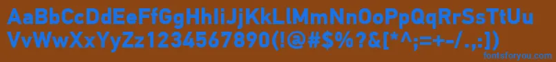 PfdintextproBold-Schriftart – Blaue Schriften auf braunem Hintergrund