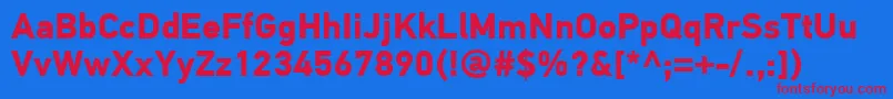 フォントPfdintextproBold – 赤い文字の青い背景