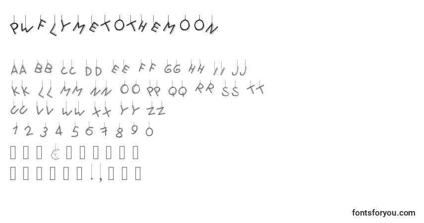 Pwflymetothemoon Font – alphabet, numbers, special characters