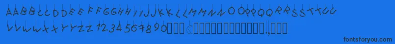 Pwflymetothemoon Font – Black Fonts on Blue Background