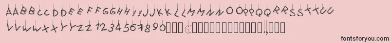 フォントPwflymetothemoon – ピンクの背景に黒い文字