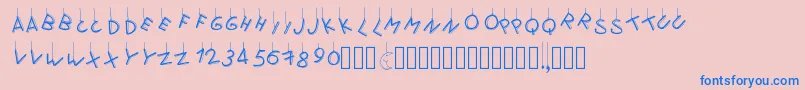 フォントPwflymetothemoon – ピンクの背景に青い文字
