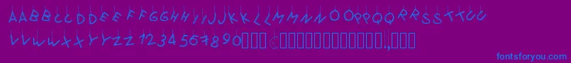Pwflymetothemoon Font – Blue Fonts on Purple Background