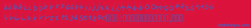 Pwflymetothemoon Font – Blue Fonts on Red Background