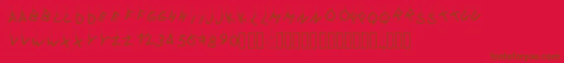 フォントPwflymetothemoon – 赤い背景に茶色の文字