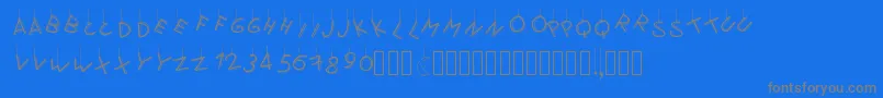 フォントPwflymetothemoon – 青い背景に灰色の文字