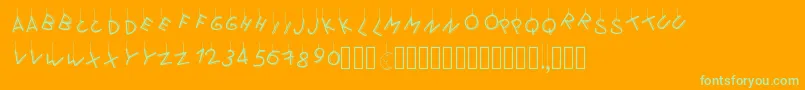 Шрифт Pwflymetothemoon – зелёные шрифты на оранжевом фоне
