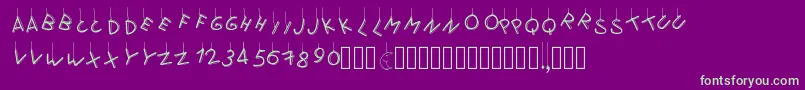 フォントPwflymetothemoon – 紫の背景に緑のフォント