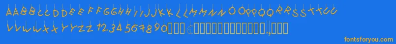 Pwflymetothemoon Font – Orange Fonts on Blue Background