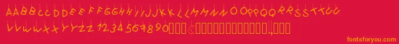 Pwflymetothemoon Font – Orange Fonts on Red Background