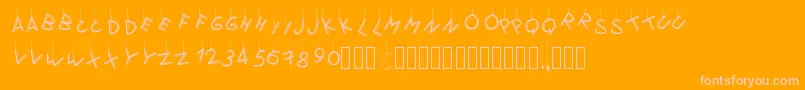 Pwflymetothemoon-Schriftart – Rosa Schriften auf orangefarbenem Hintergrund