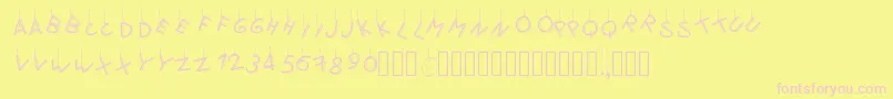 Pwflymetothemoon Font – Pink Fonts on Yellow Background