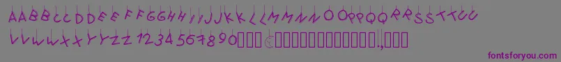 フォントPwflymetothemoon – 紫色のフォント、灰色の背景