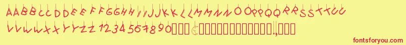 Pwflymetothemoon Font – Red Fonts on Yellow Background