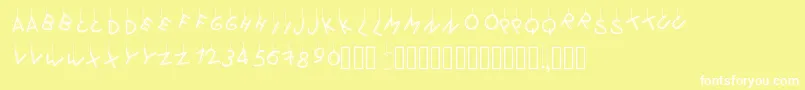 フォントPwflymetothemoon – 黄色い背景に白い文字