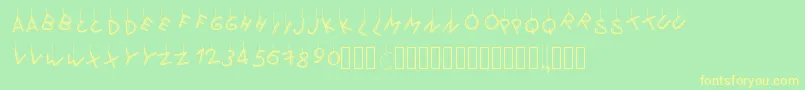 Pwflymetothemoon-fontti – keltaiset fontit vihreällä taustalla