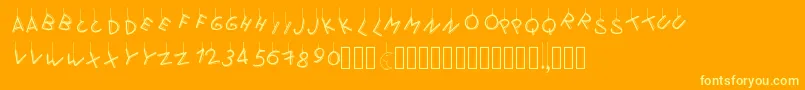 フォントPwflymetothemoon – オレンジの背景に黄色の文字