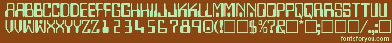 Подробнее о шрифте TechnodisplaycapssskRegular Шрифт TechnodisplaycapssskRegular – зелёные шрифты на коричневом фоне