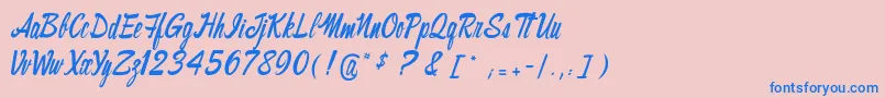 Thecinthiaedito-Schriftart – Blaue Schriften auf rosa Hintergrund