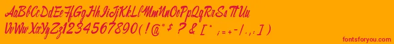 Thecinthiaedito-Schriftart – Rote Schriften auf orangefarbenem Hintergrund