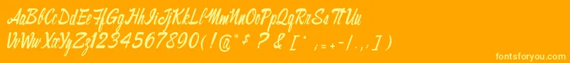 Thecinthiaedito-Schriftart – Gelbe Schriften auf orangefarbenem Hintergrund