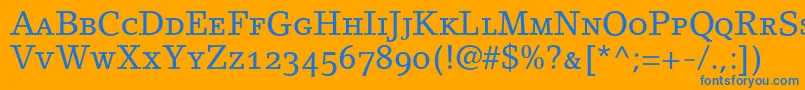 LinoletterRomanSmallCapsOldstyleFigures Font – Blue Fonts on Orange Background