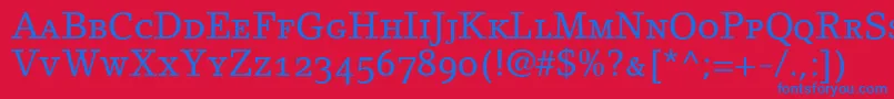 Czcionka LinoletterRomanSmallCapsOldstyleFigures – niebieskie czcionki na czerwonym tle