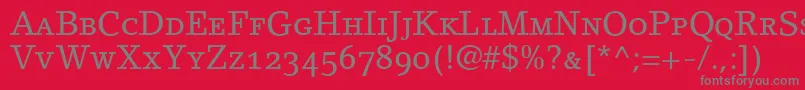 LinoletterRomanSmallCapsOldstyleFigures Font – Gray Fonts on Red Background