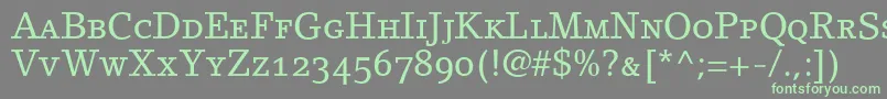 フォントLinoletterRomanSmallCapsOldstyleFigures – 灰色の背景に緑のフォント