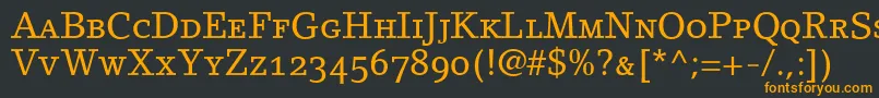 Czcionka LinoletterRomanSmallCapsOldstyleFigures – pomarańczowe czcionki na czarnym tle
