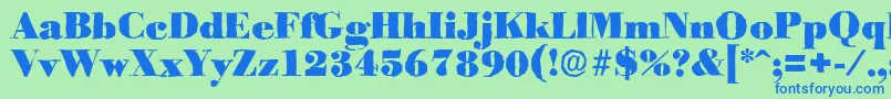 BodoniantiqueBlackRegular Font – Blue Fonts on Green Background