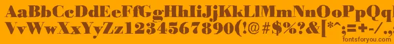 BodoniantiqueBlackRegular-Schriftart – Braune Schriften auf orangefarbenem Hintergrund