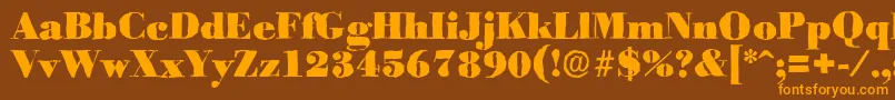 BodoniantiqueBlackRegular-Schriftart – Orangefarbene Schriften auf braunem Hintergrund