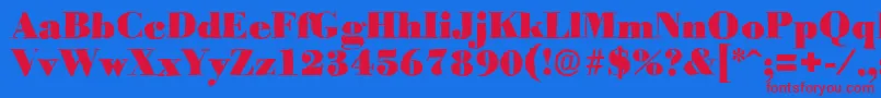 BodoniantiqueBlackRegular Font – Red Fonts on Blue Background