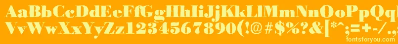 BodoniantiqueBlackRegular-Schriftart – Gelbe Schriften auf orangefarbenem Hintergrund