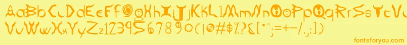 フォントRockets – オレンジの文字が黄色の背景にあります。