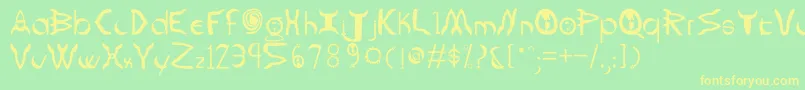 フォントRockets – 黄色の文字が緑の背景にあります