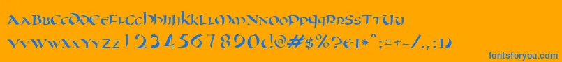Oncial Font – Blue Fonts on Orange Background