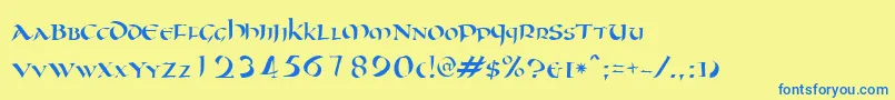 Oncial Font – Blue Fonts on Yellow Background